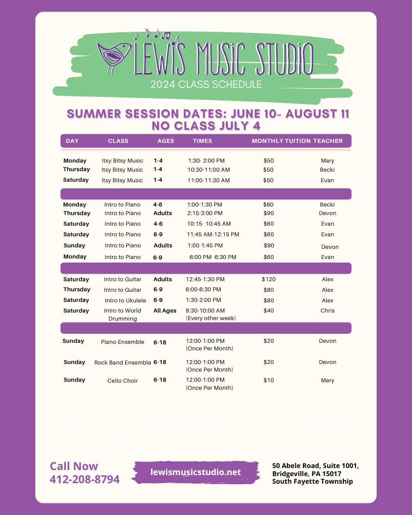 Itsy Bitsy Music - Lewis Music Studio